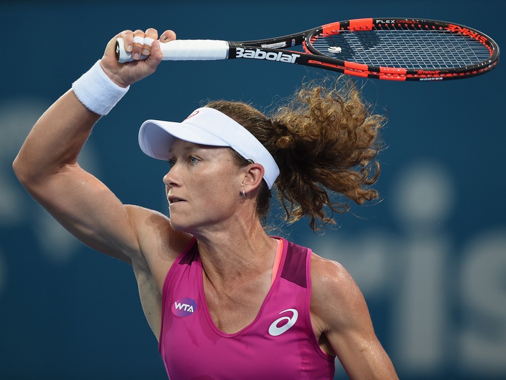 Sam Stosur plays a forehand against Jana Cepelova at the Brisbane International ...1024 x 768