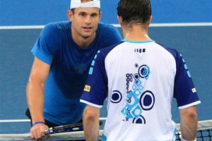 Andy and radek Stepanek during a practice session