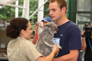 Andy Roddick and Brooklyn Decker spend some time at Brisbane's Lone Pine Koala Sanctuary.  Brisbane Tennis Centre, January 05, 2010.  Photo: Warren Keir (SMP Images).  Copyright - SMP Images 2010...For larger file size, please contact SMP Images photo desk...Conditions of Use - this image is intended for editorial use only (print or electronic). Any further use requires additional clearance.