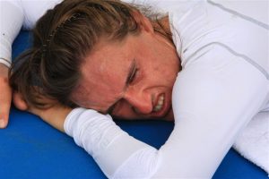 A man in pain: Oleksandr Dolgopolov Jr in his three-set defeat against Radek Stepanek