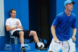 Patiently waiting for his practicing turn at Pat Rafter Arena