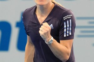 TENNIS - BRISBANE INTERNATIONAL - QUEENSLAND - AUSTRALIA - 7th January 2009. JUSTINE HENIN celebrates winning the 3rd and final set in a close fought tie break against MELINDA CZINK   at the 2010 Brisbane International from Pat Rafter ARENA. . PHOTO SCOTT POWICK