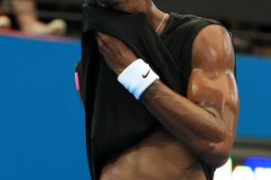 TENNIS - BRISBANE INTERNATIONAL - QUEENSLAND - AUSTRALIA , 9th January 2010 . Action from the Mens main draw semi final between RADEK STEPANEK ( CZE ) and GAEL MONFILS ( FRA ) at the Brisbane Internationa on Pat Rafter Arena.. PHOTO SCOTT POWICK - SMP IMAGES STAFF