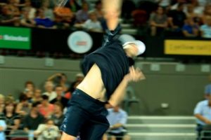 Andy Roddick's serve in a slow-shutter speed photo