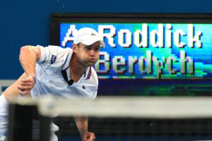 TENNIS - BRISBANE INTERNATIONAL - QUEENSLAND - AUSTRALIA , 9th January 2010 . Action from the Mens main draw semi final between ANDY RODDICK (USA) and TOMAS BERDYCH (CZE) at the Brisbane Internationa on Pat Rafter Arena.. PHOTO SCOTT POWICK - SMP IMAGES STAFF