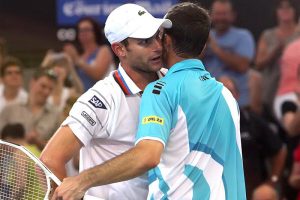 Roddick and Stepanek sharing a word at the net after the match