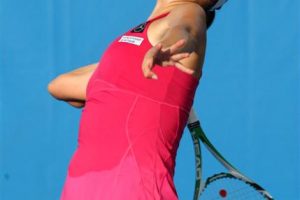 Shuai Peng of China ready to hit the ball