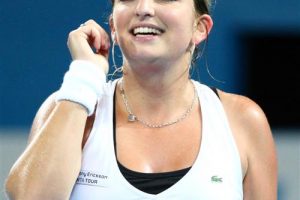 Timea Bacsinszky was all smiles in the second set