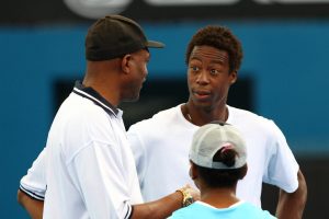 Former professional basketball player Leroy Loggins and Gael Monfils