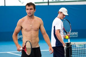 Marinko Matosevic and John Millman at practice. Tennis Australia.