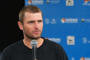 Mardy Fish speaks at the Offical Draw Ceremony.