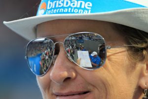A Brisbane International volunteer enjoying a match.
