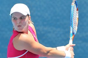 Anna Tatishvili winning a qualifying match against Darya Kustova in her pink fashion statement.