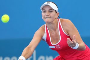 Dressed in pink, Chanelle Scheepers fought for her chance to qualify in a match against Sorana Cirstea - where she was defeated 6-3 4-6 6-4.