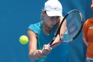 Petra Martic keeps her eyes on the ball.