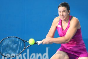 Marian Bartoli's pink outfit of victory worn in her match against Vania King, 6-1 6-2.