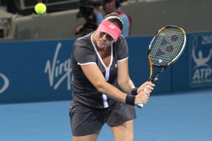 Alisa Kleybanova steadies as she prepares to hit a backhand volley. SMP IMAGES