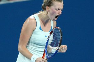 Petra Kvitova lands a winning point against Andrea Petkovic.