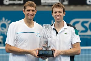 Brisbane International 2012 men's doubles champions Max Mirnyi and Daniel Nestor. SMP IMAGES