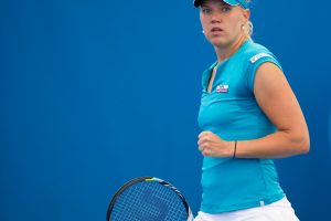 Kaia Kanepi celebrates winning a point on her way to a win over seventh seed Anastasia Pavlyuchenkova. SMP IMAGES