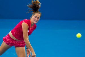 Bojana Jovanovski in full flight during her straight-sets loss to Serena Williams. SMP IMAGES