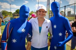 Kim Clijsters met some patriotic fans. SMP IMAGES