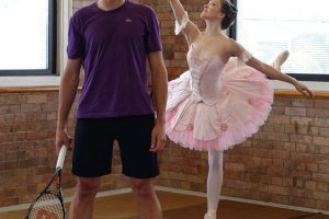 Milos Raonic with Queensland Ballet principal dancer Clare Morehen. PHYSICAL IMAGES