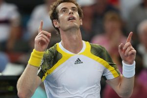 BRISBANE, AUSTRALIA - JANUARY 04:  Andy Murray of Great Britain celebrates winning his match against Denis Istomin of Uzbekistan on day six of the Brisbane International at Pat Rafter Arena on January 4, 2013 in Brisbane, Australia.  (Photo by Chris Hyde/Getty Images)