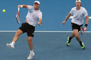 Paul Hanley and Eric Butorac. Brisbane International. GETTY IMAGES