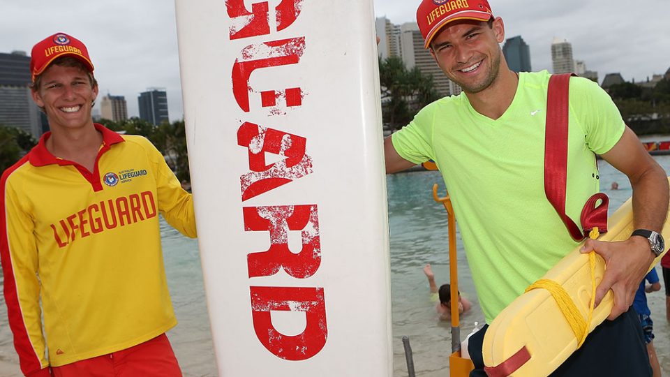 Grigor Dimitrov (right) Streets Beach, South Bank, Brisbane, 2014. MATT ROBERTS