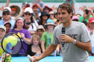 Suncorp Sunwise Kids Day, Roger Federer, Brisbane International, 2014. GETTY IMAGES