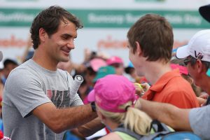 Suncorp Sunwise Kids Day, Roger Federer, Brisbane International, 2014. GETTY IMAGES