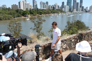 Roger Federer at Kangaroo Point, Brisbane, 2014. MATT ROBERTS