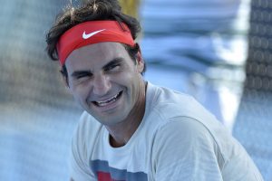 Roger Federer practices at Brisbane, Brisbane International, 2014. GETTY IMAGES