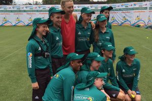 Maria Sharapova with the Suncorp Ballkids, Brisbane International, 2014. BRISBANE INTERNATIONAL