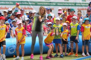 Suncorp Sunwise Kids Day, Victoria Azarenka, Brisbane International, 2014. GETTY IMAGES