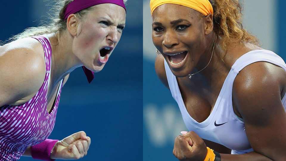 Victoria Azarenka and Serena Williams, Brisbane International, 2014. GETTY IMAGES