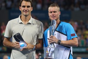 Roger Federer, Lleyton Hewitt, Brisbane International, 2014. GETTY IMAGES