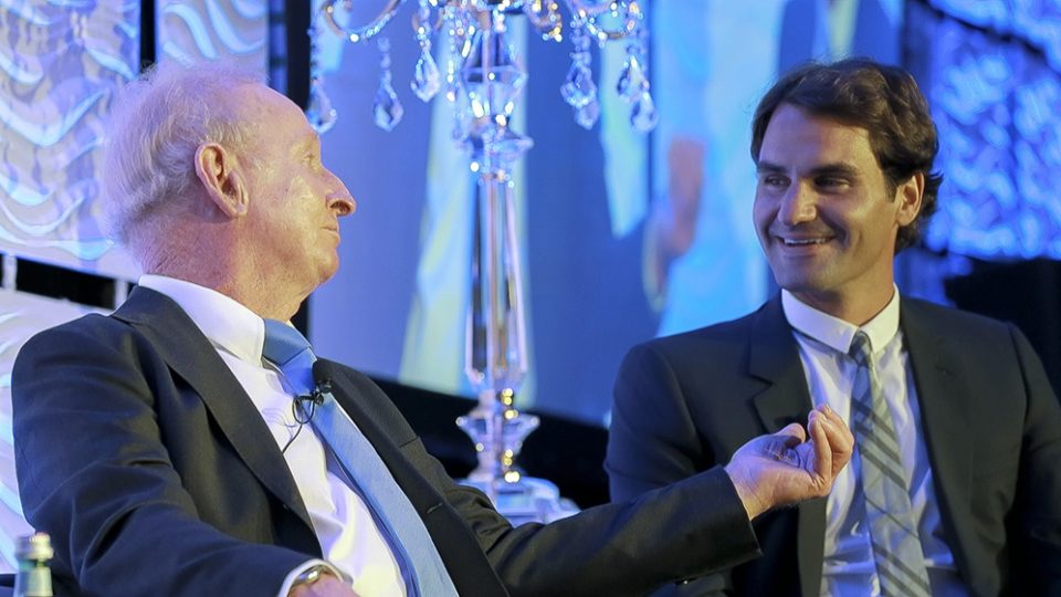 Rod Laver and Roger Federer, Brisbane, 2014. TENNIS AUSTRALIA