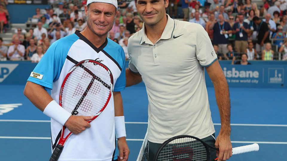 Lleyton Hewitt, Roger Federer, Brisbane International, 2014. GETTY IMAGES