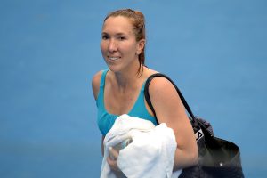 during a practice session ahead of the 2015 Brisbane International at Queensland Tennis Centre on December 31, 2014 in Brisbane, Australia.