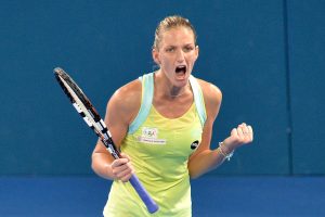 BRISBANE, AUSTRALIA - JANUARY 05:  Karolina Pliskova of the Czech Republic celebrates victory after defeating Victoria Azarenka of Belarus during day two of the 2015 Brisbane International at Pat Rafter Arena on January 5, 2015 in Brisbane, Australia.  (Photo by Bradley Kanaris/Getty Images)