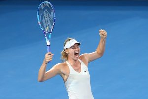 BRISBANE, AUSTRALIA - JANUARY 10:  Maria Sharapova of Russia celebrates winning the Women's final match against Ana Ivanovic of Serbia during day seven of the 2015 Brisbane International at Pat Rafter Arena on January 10, 2015 in Brisbane, Australia.  (Photo by Chris Hyde/Getty Images)