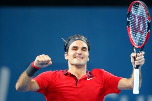 BRISBANE, AUSTRALIA - JANUARY 11:  Roger Federer of Switzerland celebrates winning the Mens final match against Milos Raonic of Canada during day eight of the 2015 Brisbane International at Pat Rafter Arena on January 11, 2015 in Brisbane, Australia.  (Photo by Chris Hyde/Getty Images)