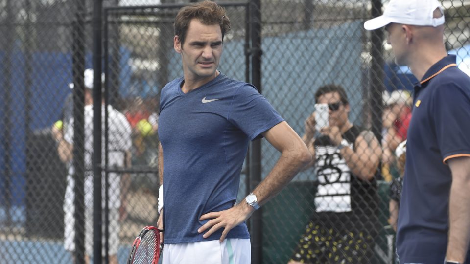 Roger Federer of Switzerland arrives for a training session with new coach Ivan Ljubicic. Picture: GETTY IMAGES