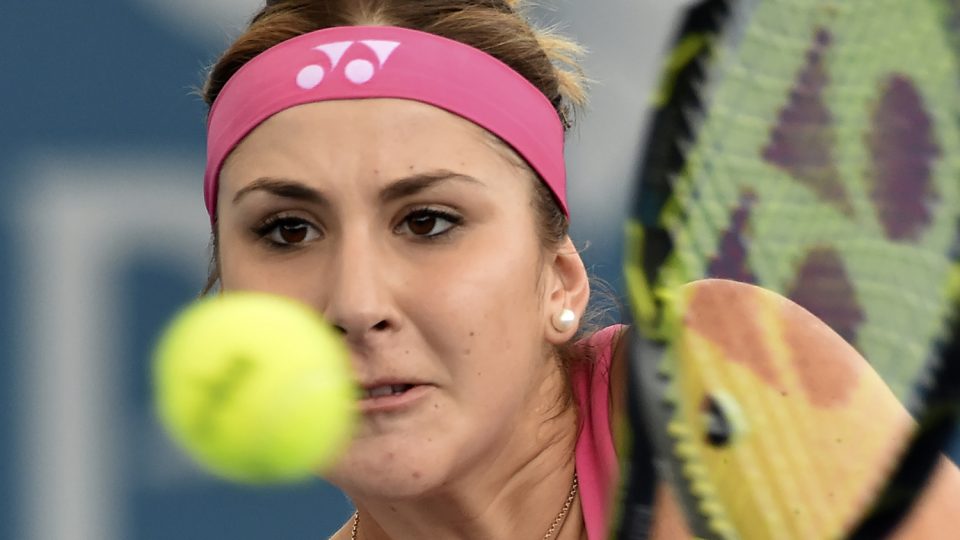 Switzerland's Belinda Bencic hits a return against Sara Errani of Italy. Picture: GETTY IMAGES