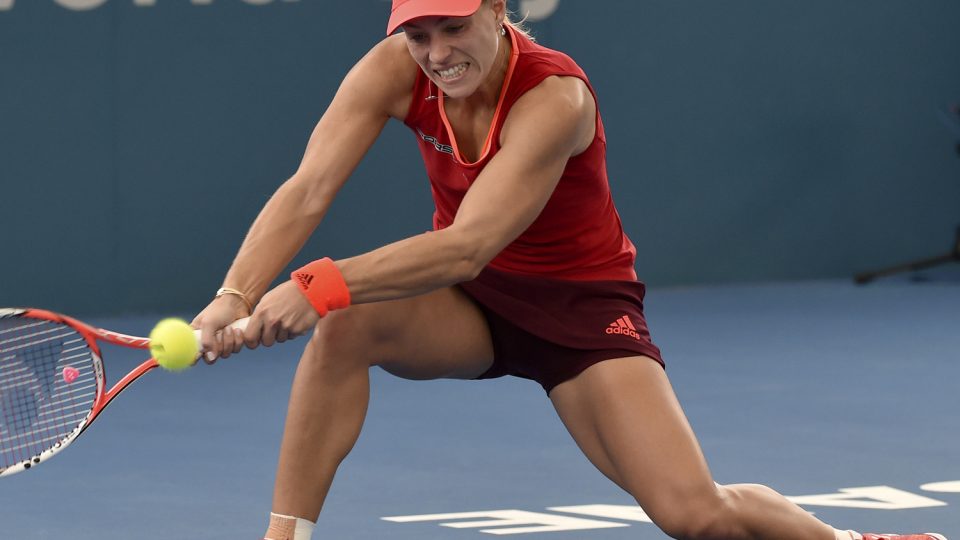 Germany's Angelique Kerber hits a return against Camila Giorgi. Picture: GETTY IMAGES