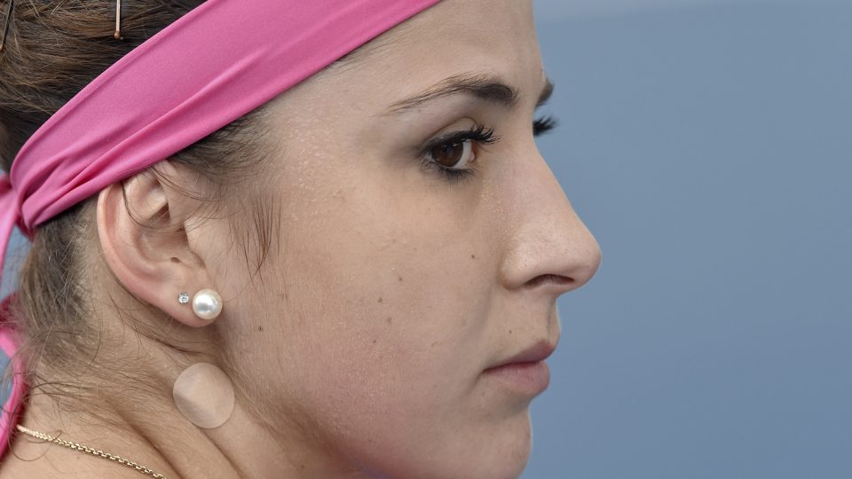 Switzerland's Belinda Bencic waits for a second set call in her women's singles match against Sara Errani of Italy. Picture: GETTY IMAGES