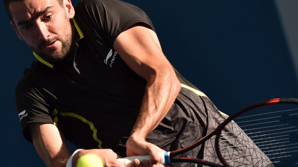 Marin Cilic of Croatia hits a return against Hyeon Chung of South Korea. Picture: GETTY IMAGES