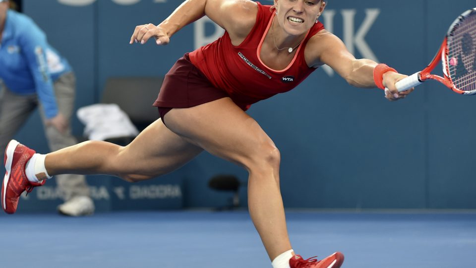 Angelique Kerber of Germany runs down a forehand against Anastasia Pavlyuchenkova. Picture: GETTY IMAGES